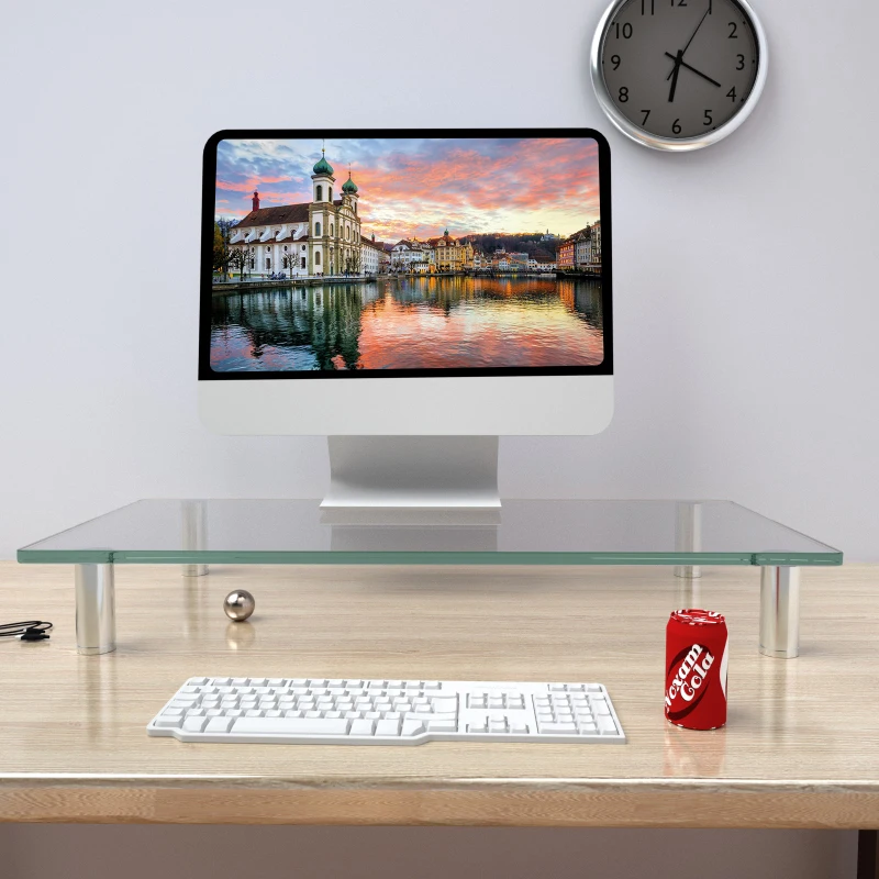 Vinsetto  Suporte para monitor Altura Ajustável Elevador de tela portátil Computador Vidro Aço Inoxidável 56x21x9-11cm Carga 20kg