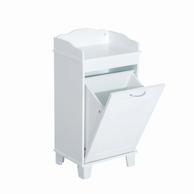 HomCom Armário para Casa de Banho, com Prateleira, Cesto para Roupa Suja - Cor: Branco - 40x30x79 cm