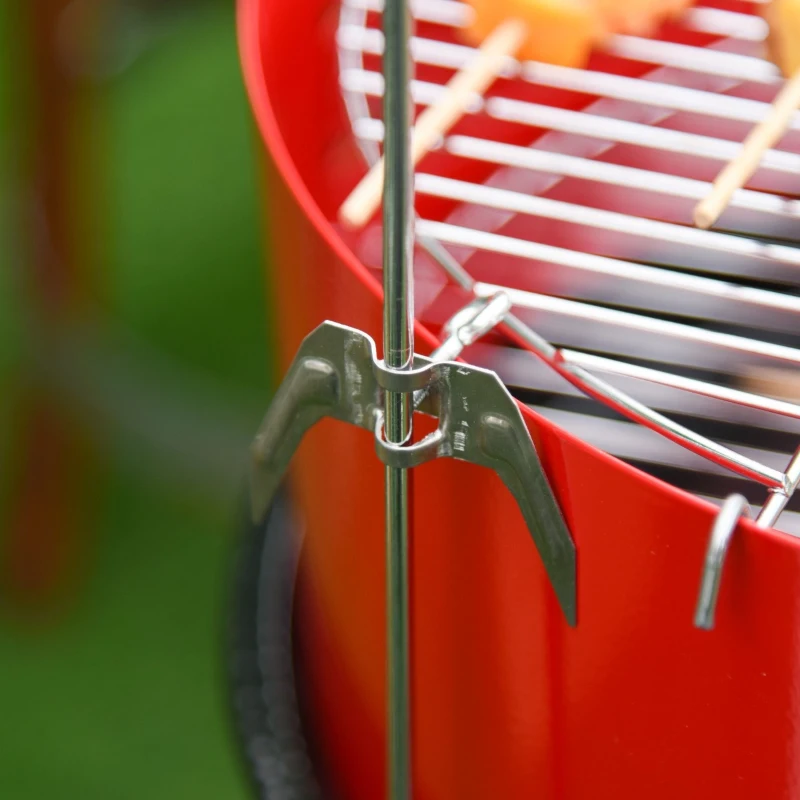 Outsunny Barbecue a Carvão com Rodas Grelha com Altura Ajustável e Prateleira de Armazenamento 51x70x75,5 cm Preto e Vermelho