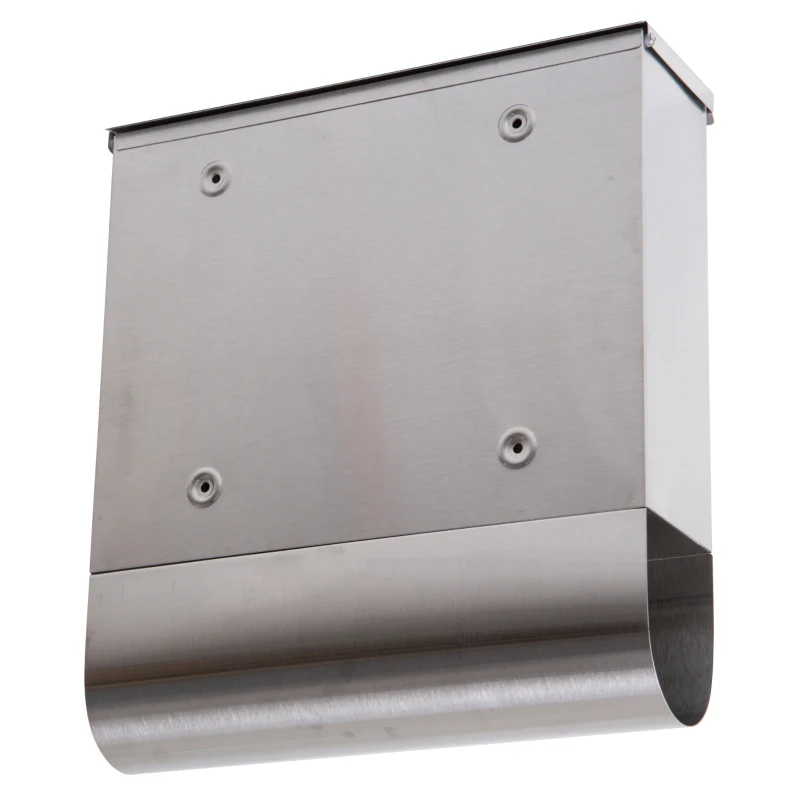 HOMCOM Caixa Externa de Aço Inoxidável para Cartas,  Resistente à Água com Fecho para Montagem na Parede 30,5x9,6x33,5cm