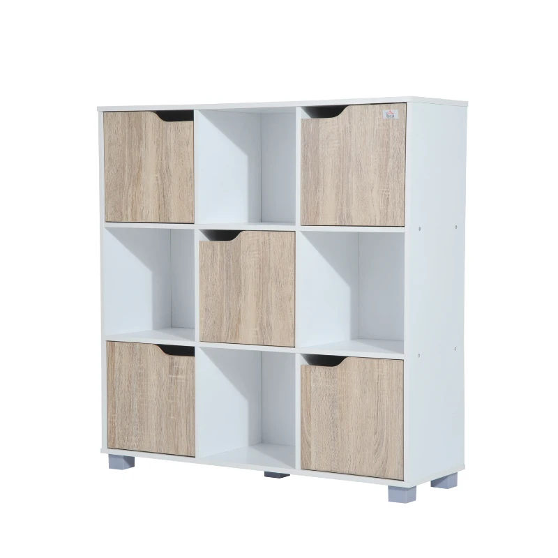 HomCom® Armário Baixo tipo Organizador Multifuncional de 3 Níveis – Cor Branco e Carvalho- 89.5x30x93cm