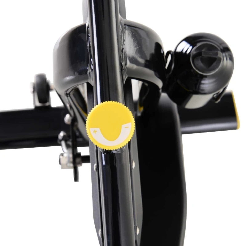 HOMCOM Bicicleta Estática Bicicleta Ciclismo Indoor com Ecrã LCD Volante de Inércia de 10kg 47x120x104.5-117cm Preto e Amarelo