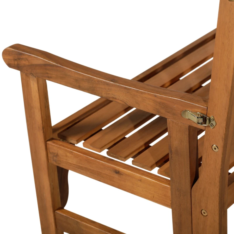 Outsunny Banco de jardim de 2 lugares Banco dobrável  Cadeira de madeira de acácia 112.5x56.5x96cm