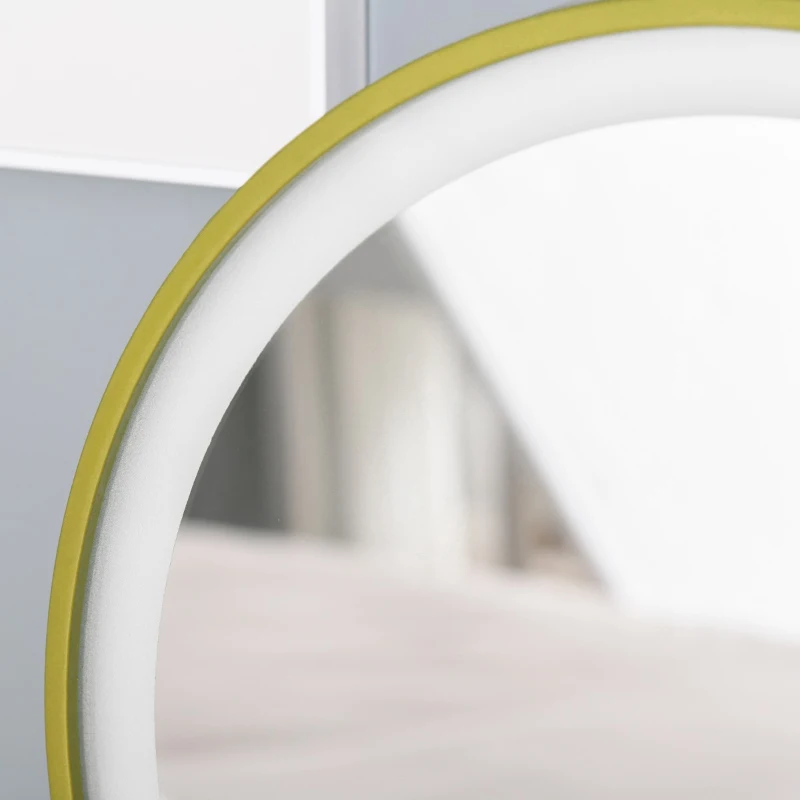 HOMCOM Toucador com Espelho e Luz LED Mesa de Maquilhagem com 3 Gavetas e 2 Prateleiras Sensor Tátil para Dormitório Estrutura Metálica Dorada 90x40x125cm Branco e Madeira