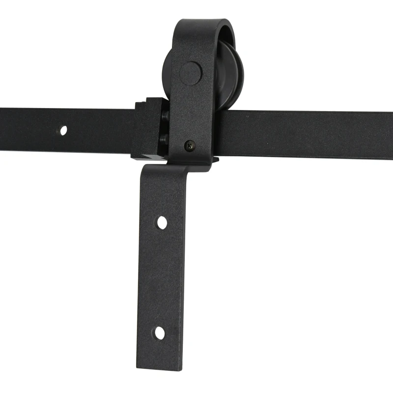 HOMCOM Conjunto de ferragens para porta deslizante dupla Suporta 90 kg 200 cm de comprimento Preto