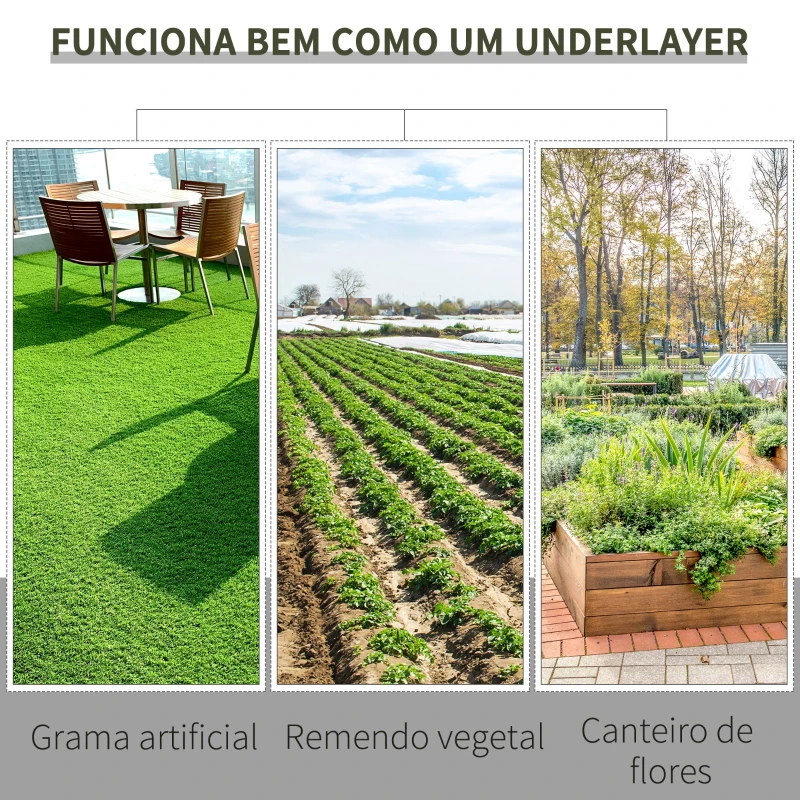 Outsunny Malha Geotêxtil 1x50 m Malha de Jardim Contra Ervas Daninhas 100 g / m² Rolo de Malha Preto