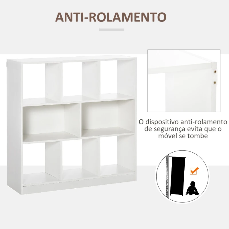 HOMCOM Estante para Livros com 8 Compartimentos Estante de Exposição Estilo Moderno para Sala de Estar Dormitório Escritório 97,5x30x100cm Branco