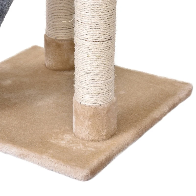 PawHut Árvore Raspador para Gatos Caverna Brinquedo Suspenso e Rampa 40x40x98 cm