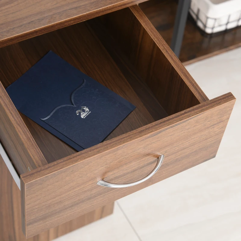 HOMCOM Secretária para escritório com prateleiras de armazenamento gaveta bandeja do teclado 120x 60x 74cm Cor de noz