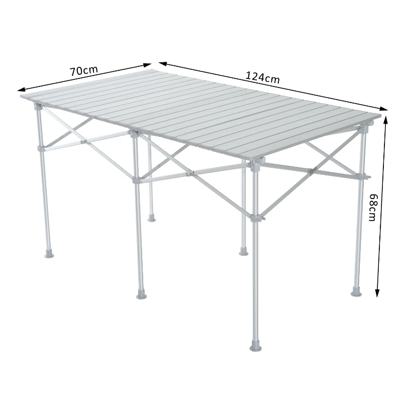 HomCom Mesa Dobrável para Terraço ou Jardim - Cor Prata - Material de Alumínio - 124x70x68cm