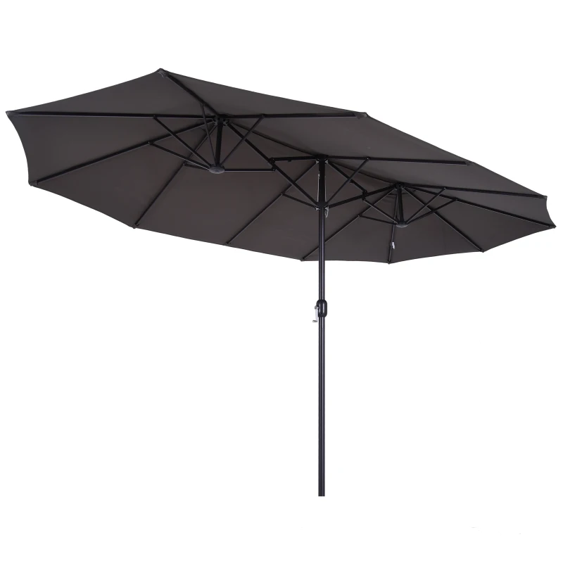 Outsunny Chapéu de Sol Duplo para Jardim 4,6x2,7x2,4m Chapéu de Sol Anti UV com Manivela para Exterior Cinza