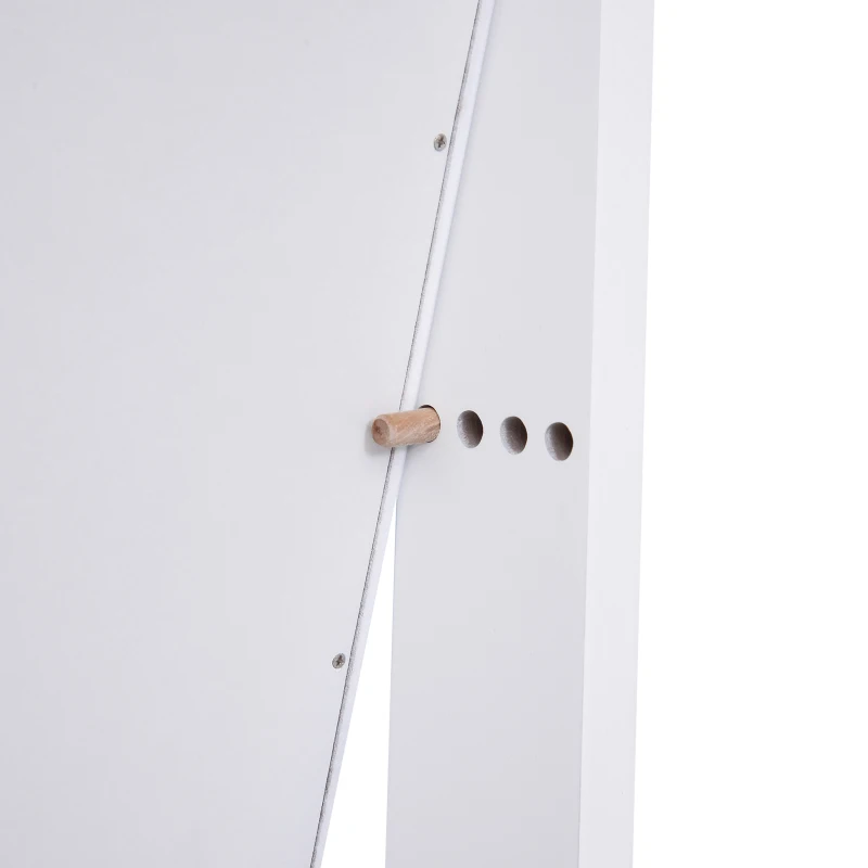 HOMCOM  Armário para Joias Luzes LED de luz Reclinável  Madeira 30x36x146cm  cor Branco