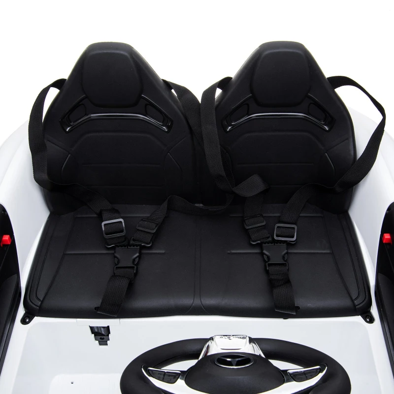 HOMCOM Mercedes AMG Carro Elétrico para crianças de 3-6 anos com Controle Remoto Bateria 12V 4.5AH Carga 40kg 114,5x78x47,5cm branco