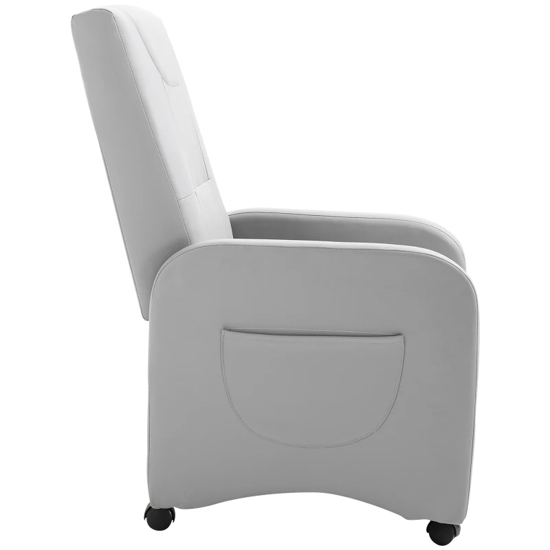 HOMCOM Poltrona Relaxante Reclinável Dobrável até 120 ° com Apoio para os Pés Extensível com Rodas  Couro PU