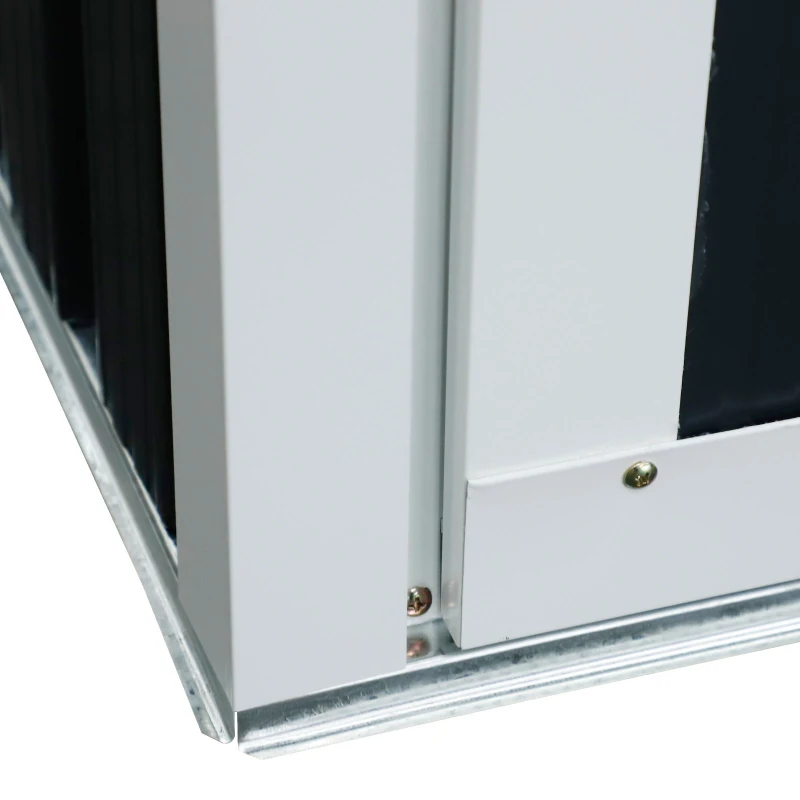 Outsunny Galpão de armazenamento para jardim armazém para ferramentas com telhado inclinado de aço galvanizado 143x89x186cm Cinza