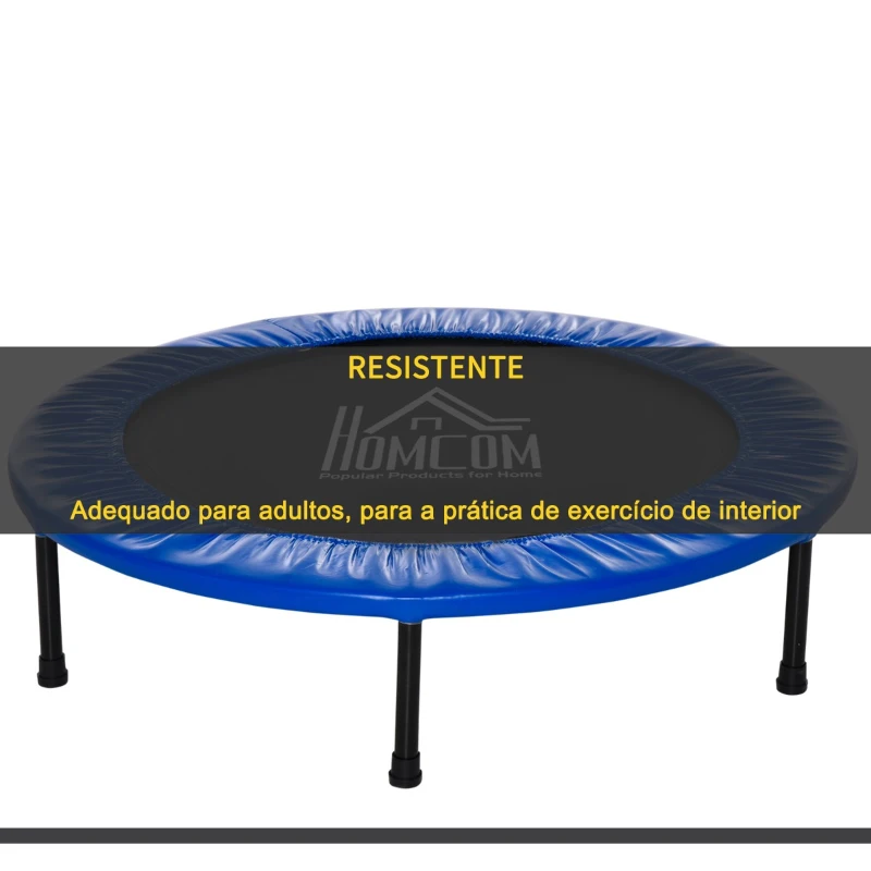 HOMCOM Cama Elástica Fitness Ø100cm Trampolim de Aço com 36 Molas Protetor de Borda Incluido para Treinamento Interior Carga 100kg Preto e Azul