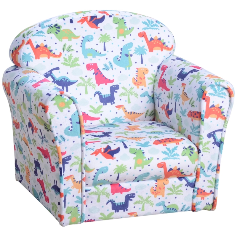 HOMCOM Poltrona Infantil Sofá Poltrona para Crianças com Desenhos Mini Sofá 50x39x44cm Capa de Flanela Moldura de Madeira