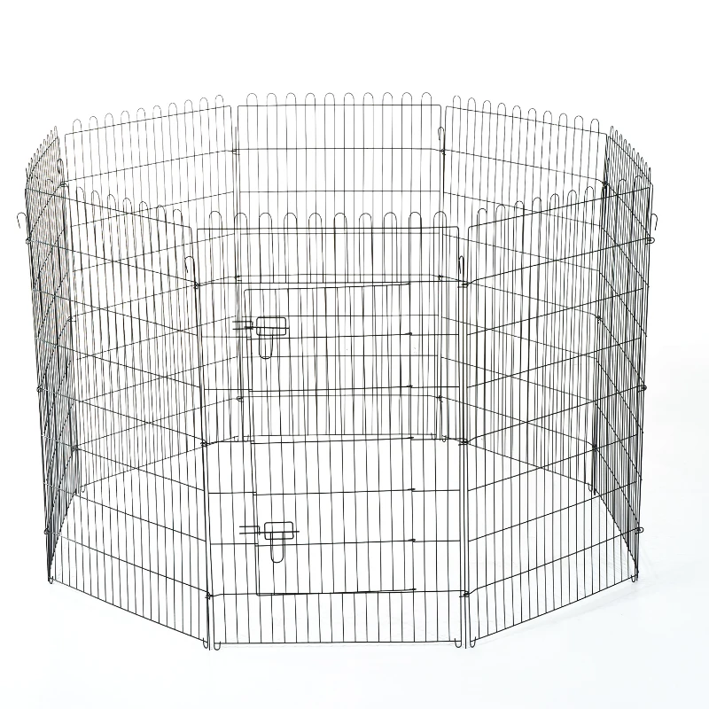 Parque Cães Gaiola Dobrável Animais de Estimação Cerca Treino Cachorros 8 Barreiras 71x122 cm