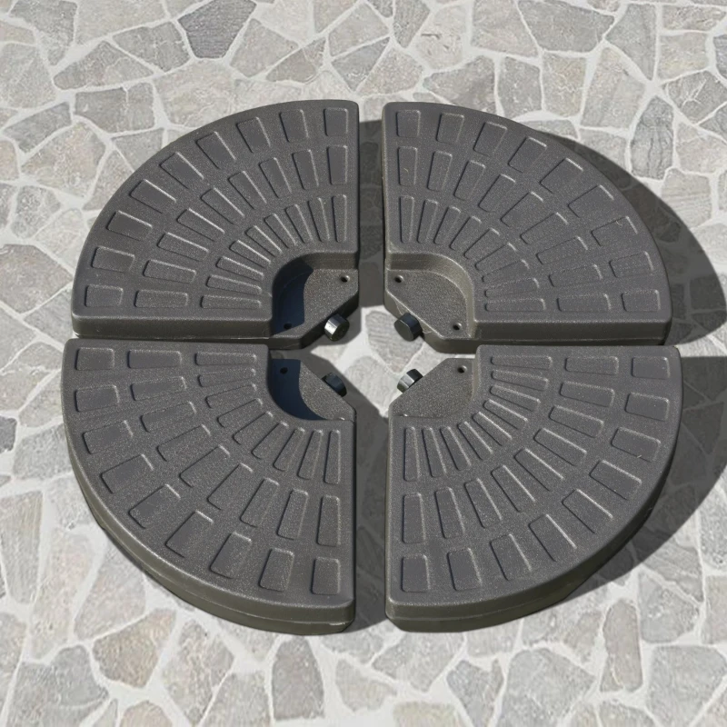 Outsunny Base para Chapéu de Sol em 4 Partes Recarregável com Areia ou Água Desmontável para Jardim Pátio Ar Livre 100x100x10,5cm Marrom