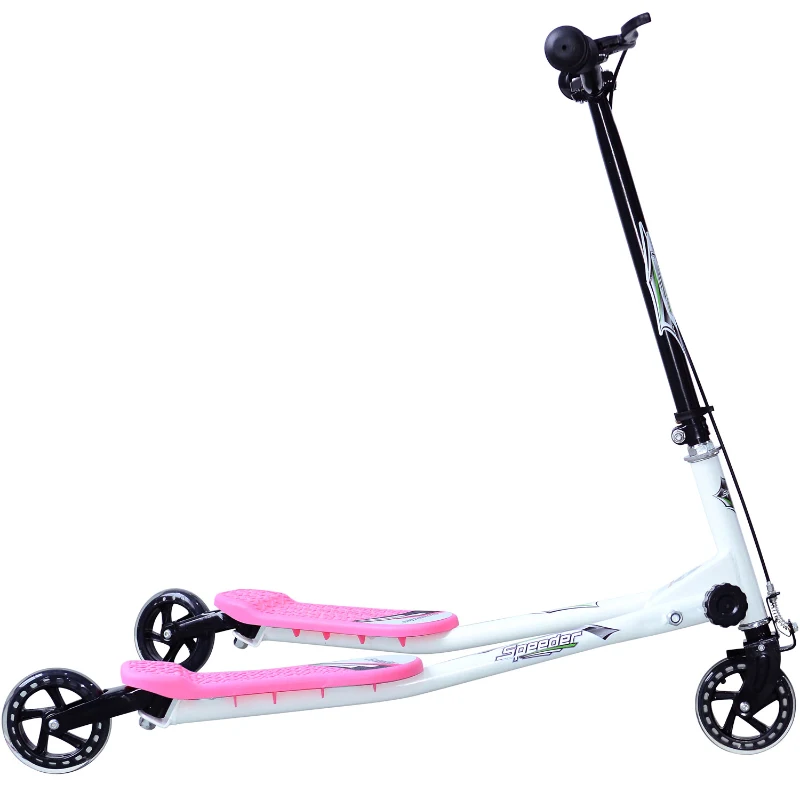 HOMCOM Trotinete de 3 Rodas Dobrável Trotinete para Crianças acima de 4 Anos com Freio Guiador Ajustável Carga Máxima 50kg 91x60x80cm Rosa