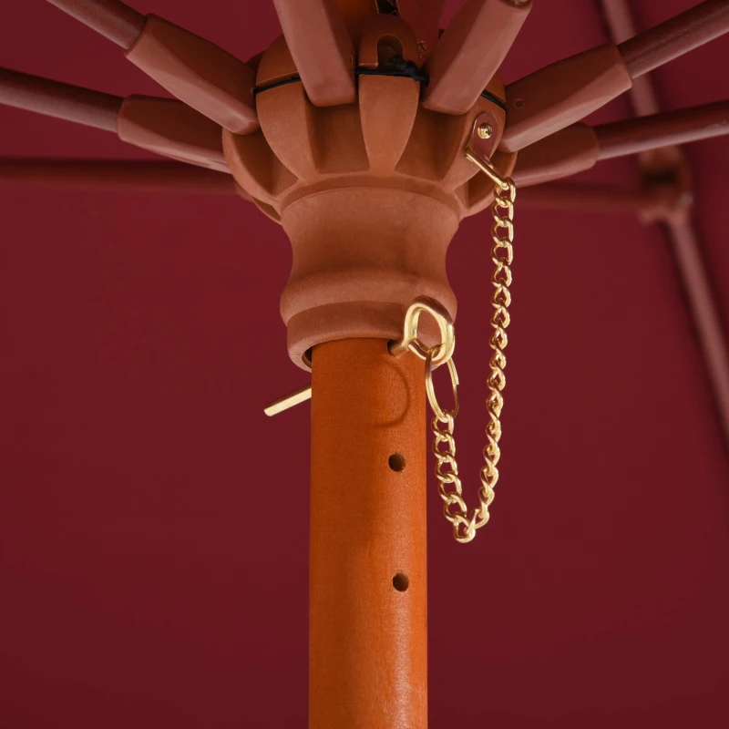 Outsunny Chapéu de Sol com Mastro Desmontável Ângulo Ajustável Sistema de Polia para Exterior Jardim Pátio Piscina Terraço Ø257x253 cm Vinho