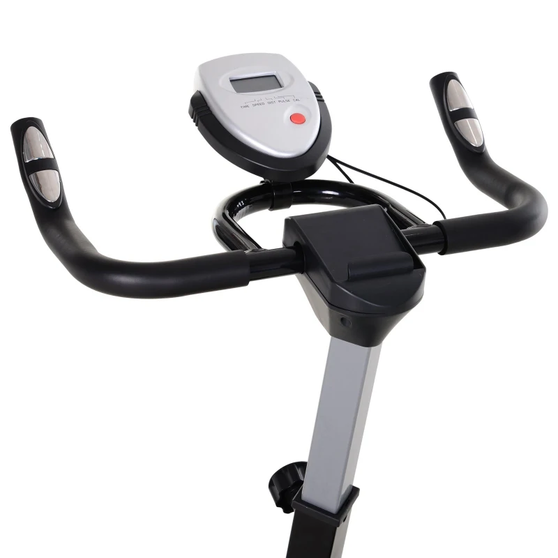 HOMCOM Bicicleta Estática Bicicleta Ciclismo Indoor com Ecrã LCD Volante de Inércia de 10kg 47x120x104.5-117cm Preto e Amarelo