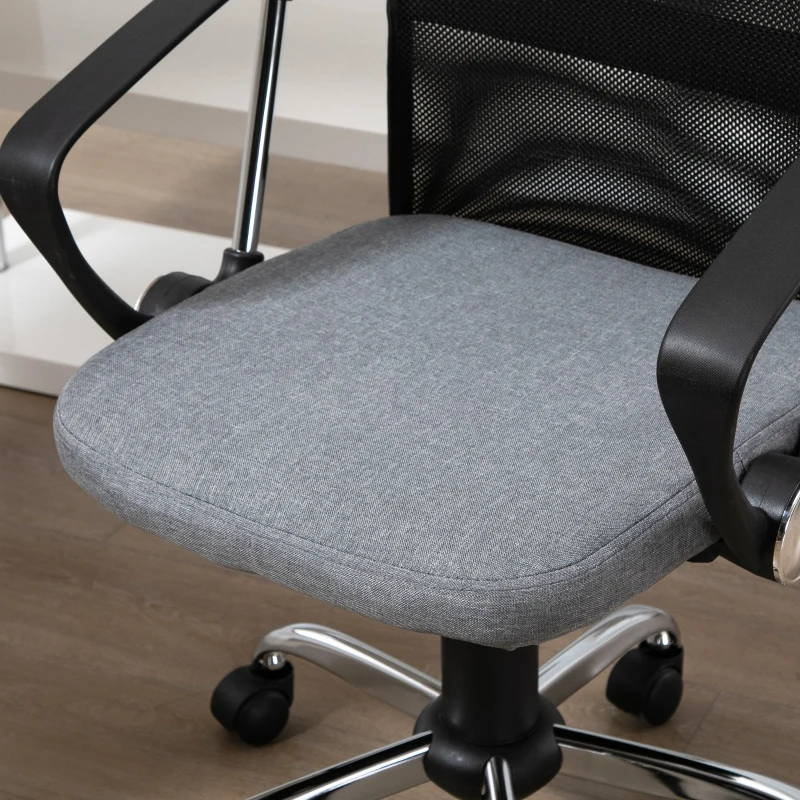 Vinsetto Cadeira ergonômica giratória de escritório com assento ajustável em altura, apoios de braço e rodas 57x57x93-103 cm Preto e cinza