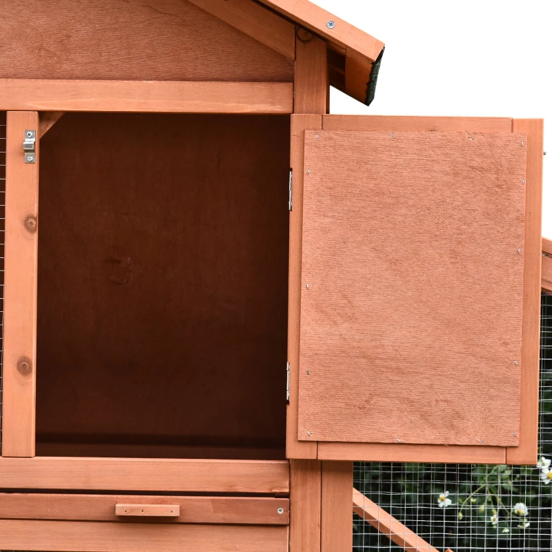 PawHut Casa para Coelhos de Madeira Coelheira para Exterior Teto de Tela de Asfáltica 144x64,5x100 cm Madeira