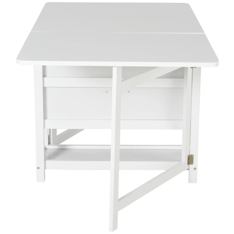 HOMCOM Mesa de jantar extensível com 2 gavetas 1 prateleira Carga 50 kg 150x80x74 cm Branco