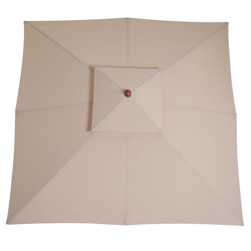 Outsunny Chapéu de Sol de Jardim com Teto Duplo Sistema de Polia Toldo de Poliéster Impermeável 3x3x2,97m Bege