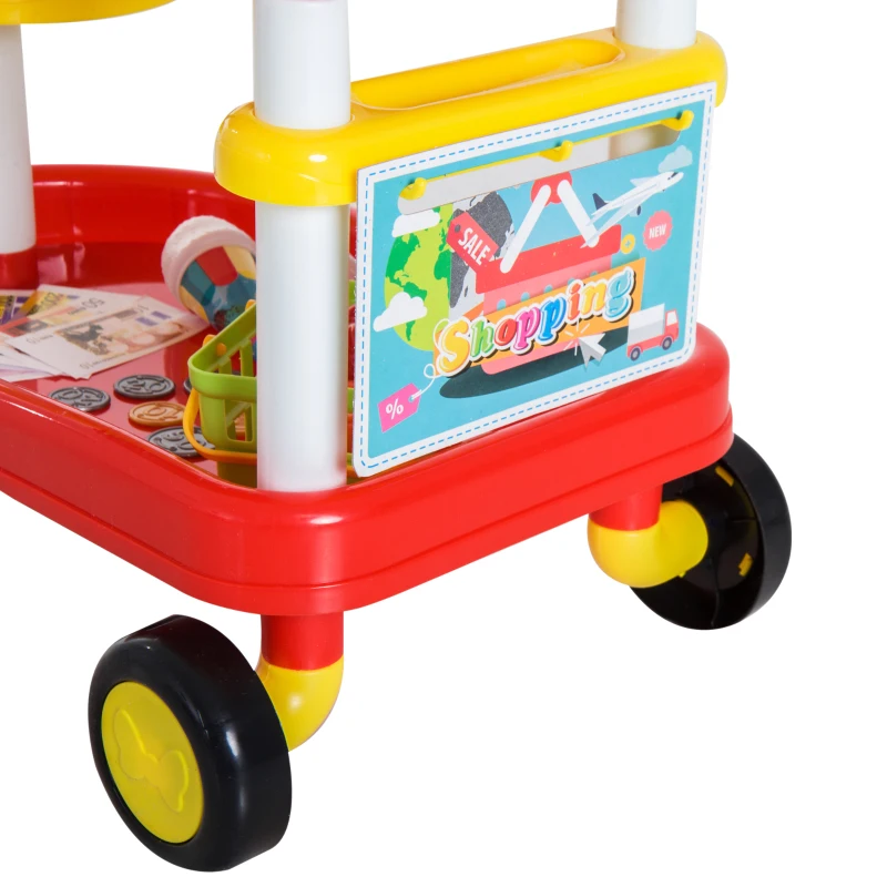 HomCom Caixa Registadora de Brincar Carrinho de supermercado 49 Pcs 47x30x55cm PP