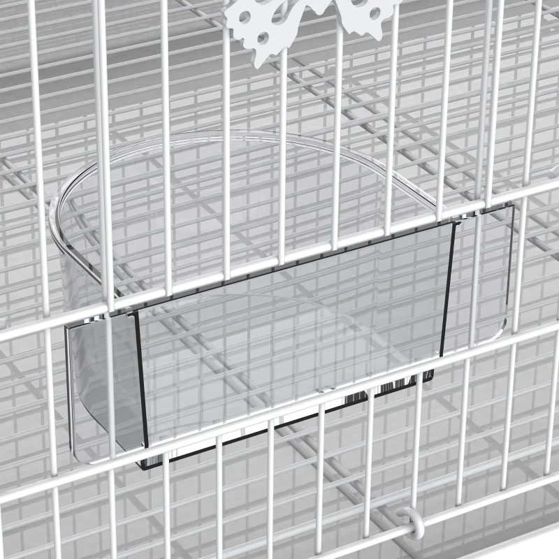 PawHut Gaiola para pássaros 60x41x41cm Aviário com 2 poleiros e 3 portas para pássaros pequenos Canários Papagaios de metal branco