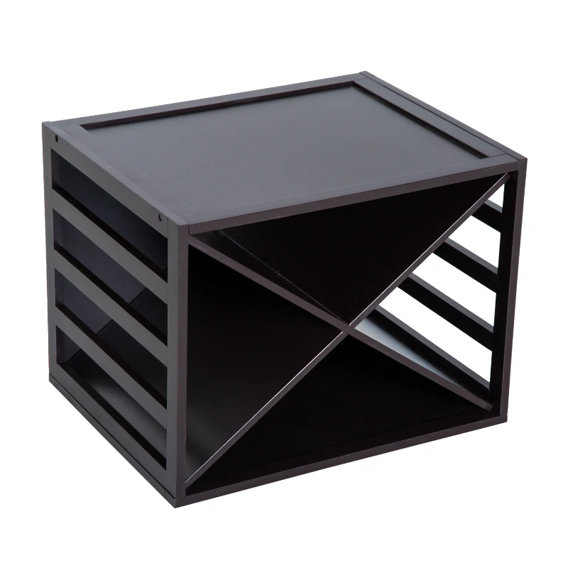 HomCom Garrafeira Madeira Estante de Vinho Forma X Creativo e Decorativo Empilhável para 16 Garrafas Castanho - 45x35x34.5cm