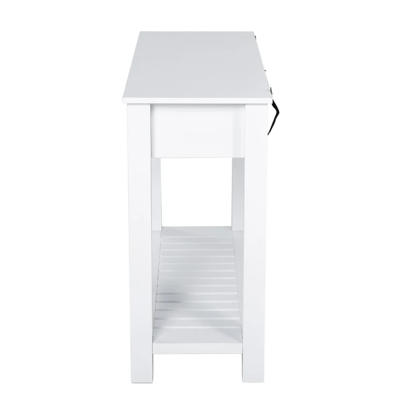 HOMCOM Mesa consola tipo aparador estilo colonial com prateleira inferior espaçosa 120x39x81 carga 60kb Branco