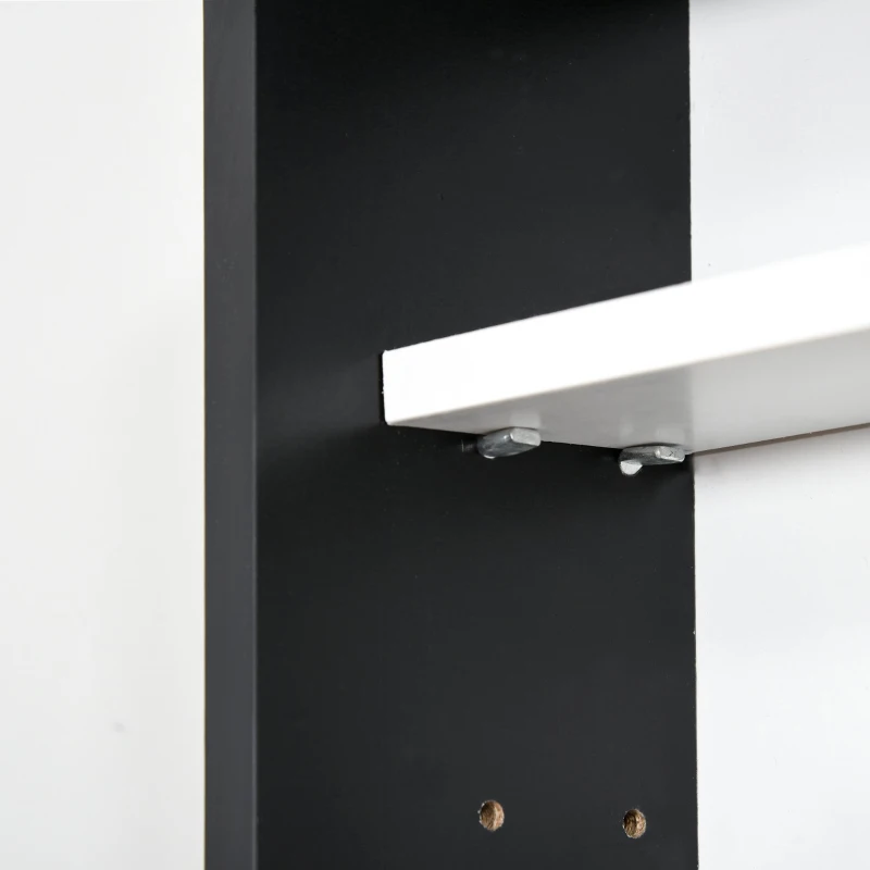 HOMCOM Vitrine de Parede de Madeira com Prateleiras Ajustáveis e 2 Portas Corredeiras de Vidro para Coleções Perfumes Bonecos de Decoração 80x9,5x60cm Preto