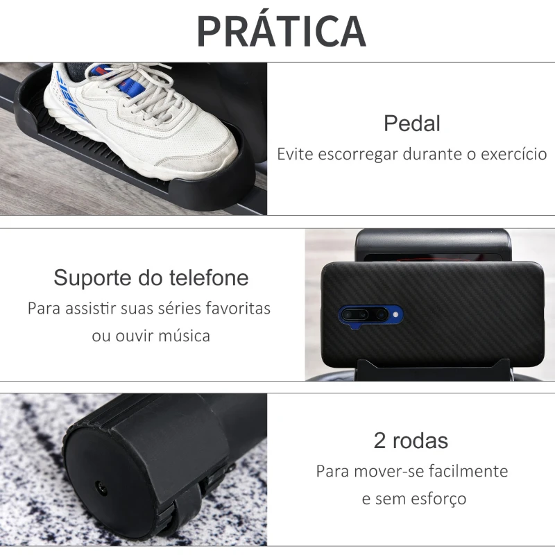 HOMCOM Bicicleta elíptica de fitness com Resistência Magnética Ajustável Tela LCD Sela Ajustável Monitor de Frequência Cardíaca e Volante 3 kg 103x62x151 cm Preto