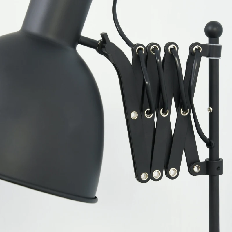 HOMCOM Lâmpada de pé com braço extensível tela ajustável Pedal interruptor Bulb Max. 40W Estrutura de metal Ф25x140 cm preto