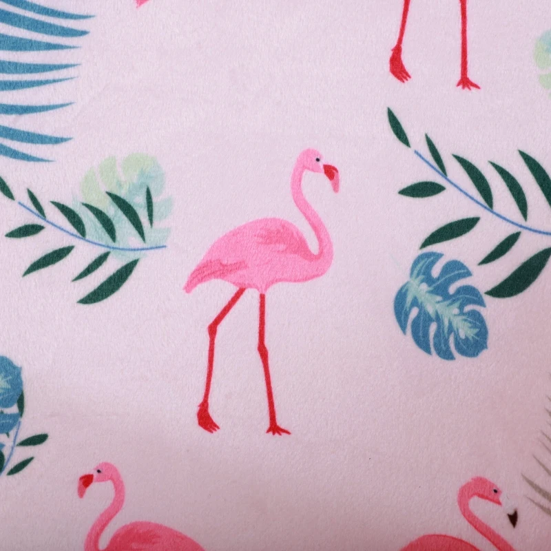 HOMCOM Poltrona para Crianças acima de 3 Anos com Desenhos de Flamingos Estrutura de Madeira e Estofado em Flanela 50x39x44 cm Rosa