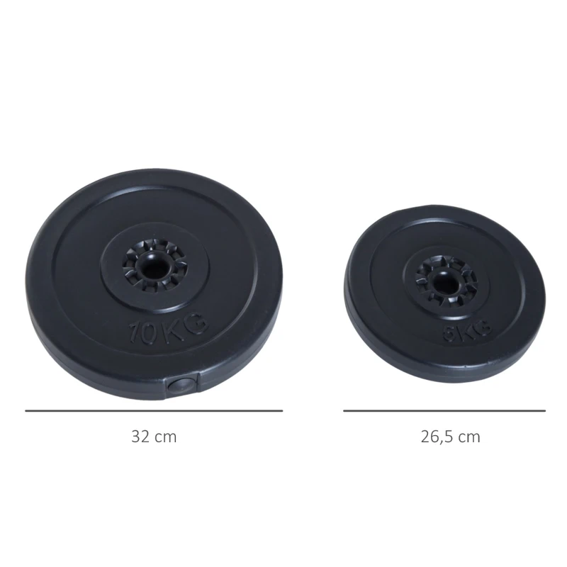 HOMCOM Conjunto de 4 discos de peso de 5 kg e 10 kg com orifício de Ø25 mm preto