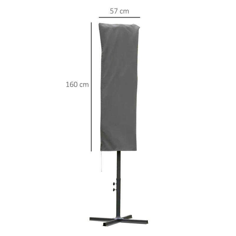 Outsunny Capa protetora de guarda-sol Ø57x160 cm cobertura de para-sol resistente para jardim com hastes zíper tecido Oxford cinza