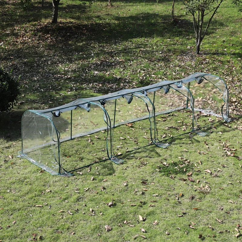 Outsunny Estufa para Jardim, Terraço Cultivo de Plantas com Semente de Estufa de Jardim Caseiro, tipo Túnel, Moldura de Aço e PVC 395x100x80 cm