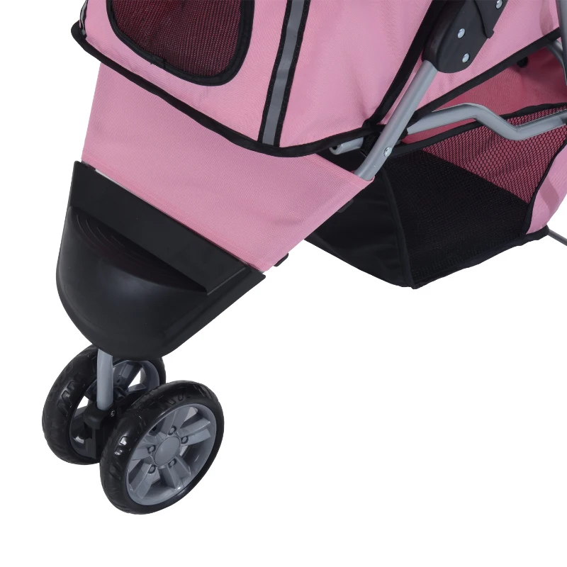 Carrinho Dobrável Animal de estimação 75 x 45 x 97 cm Cão Gato Carrinho Roda Ângulo de rotação 360º cor-de-rosa