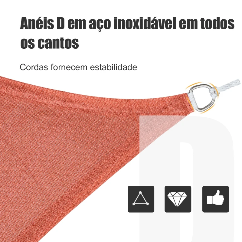 Outsunny Toldo Vela Quadrado 4x6m Proteção UV Poliéster para Patio Terraço Jardím  Vermelho