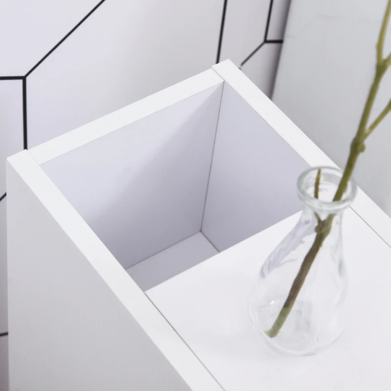 Kleankin Armário de Casa de Banho Móvel Auxiliar para Espaço Reduzido com Rodas Prateleiras Abertas Armário e Gaveta 18x30x68,5cm Branco