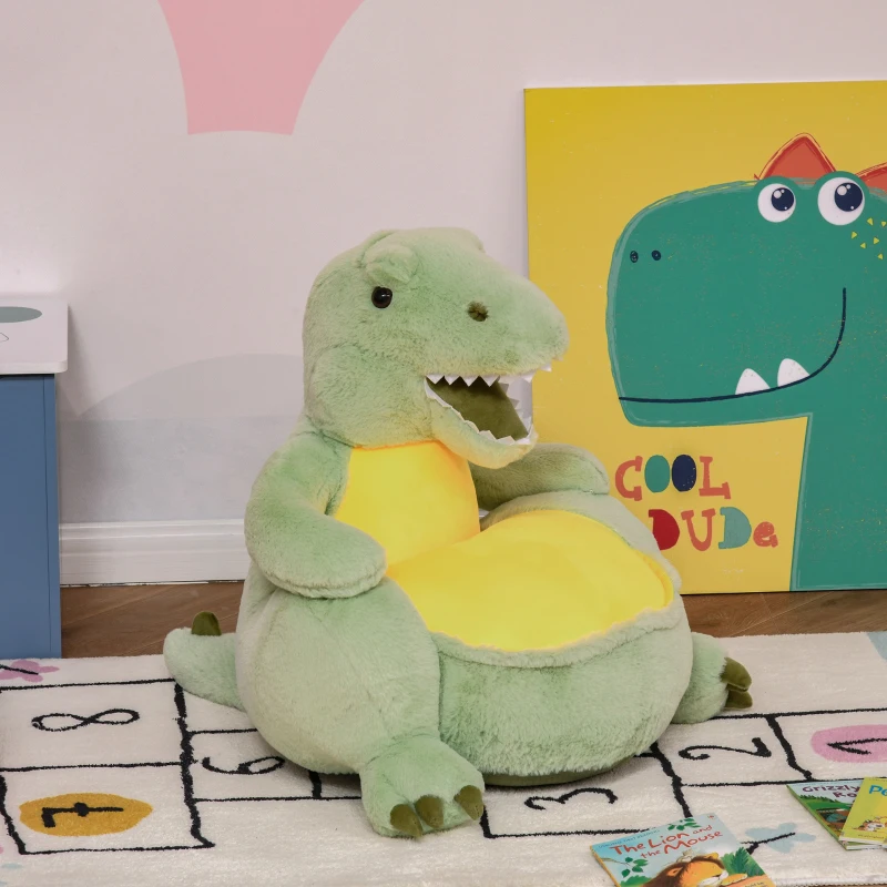 HOMCOM Sofá em forma de dinossauro para crianças acima de 18 meses com assento acolchoado  60x55x59cm Verde