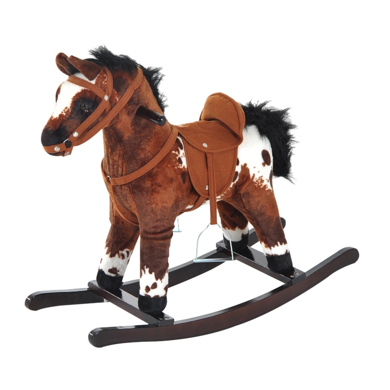 HOMCOM Cavalo de balanço de pelúcia para crianças acima de 36 meses 71x28x60cm