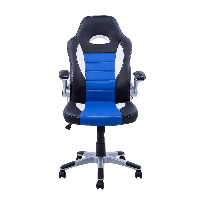 HOMCOM Cadeira de escritório gaming ergonômica altura ajustável preto azul e branco