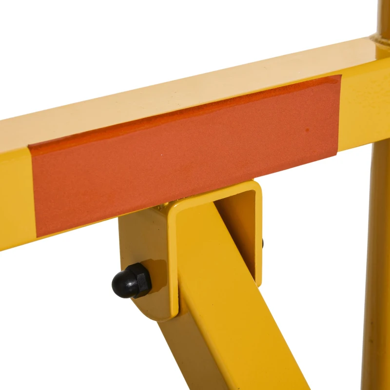 DURHAND Barreira de Estacionamento Dobrável Bloqueio de Estacionamento com Fechadura 3 Chaves Fita Reflectora Metal 36,5x31x50,5cm Amarelo