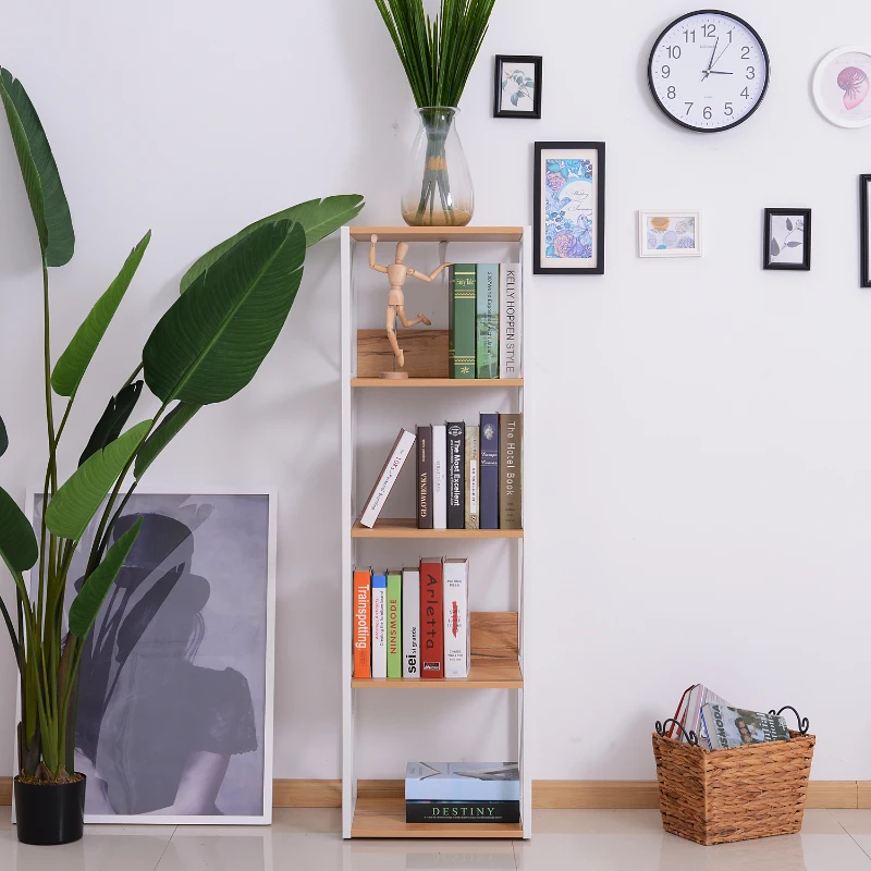 HomCom® Estante de 5 Prateleiras de Madeira Multifuncional Livraria Marco Aço Estante de Armazenamento 40x35x143.5cm