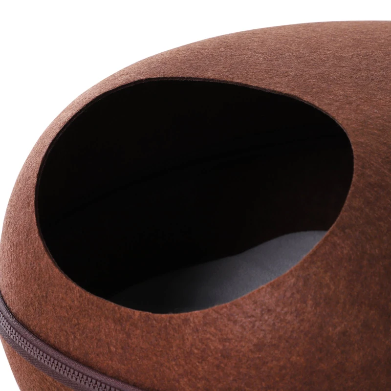 PawHut Caverna de gato em forma de concha Semi-Fechado casa para animais de estimação desmontavel   Feltro 47x38x24cm